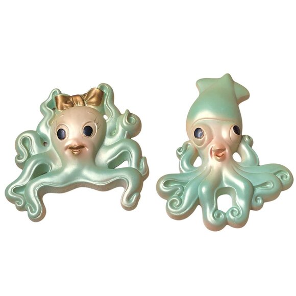 Miller Studio Other - Vintage Chalkware Octopus Squid Wallhanging 1971 Miller Studio Green Gold Decor
